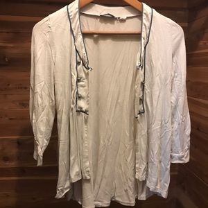 Open front cardigan with metal buttons